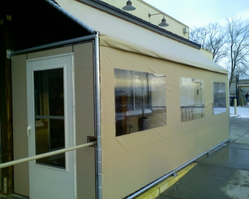 VCP(Vinyl Coated Polyester) Enclosure with Storm Door - Rader Awning